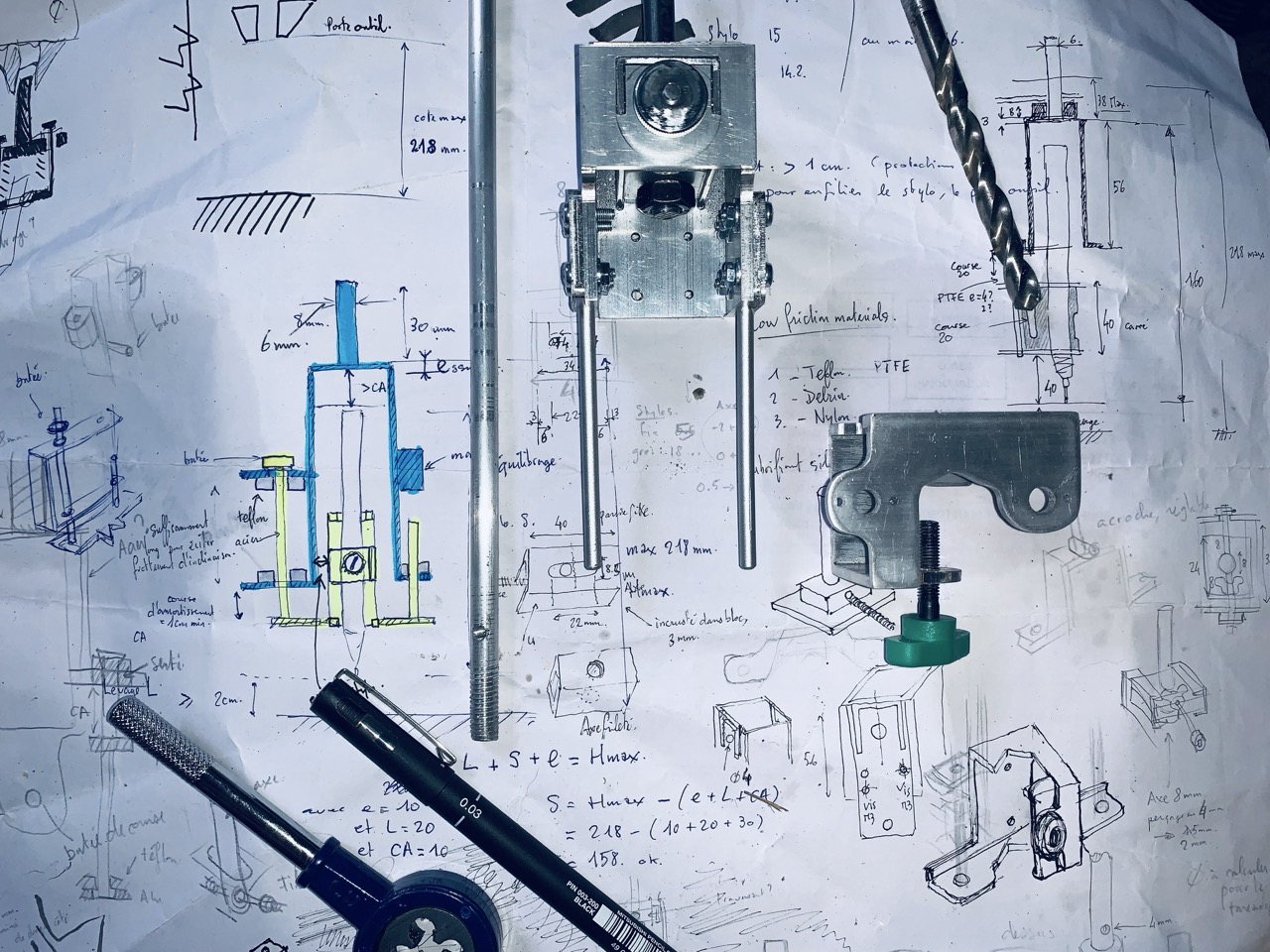 An over-engineered pen carriage for an industrial CNC